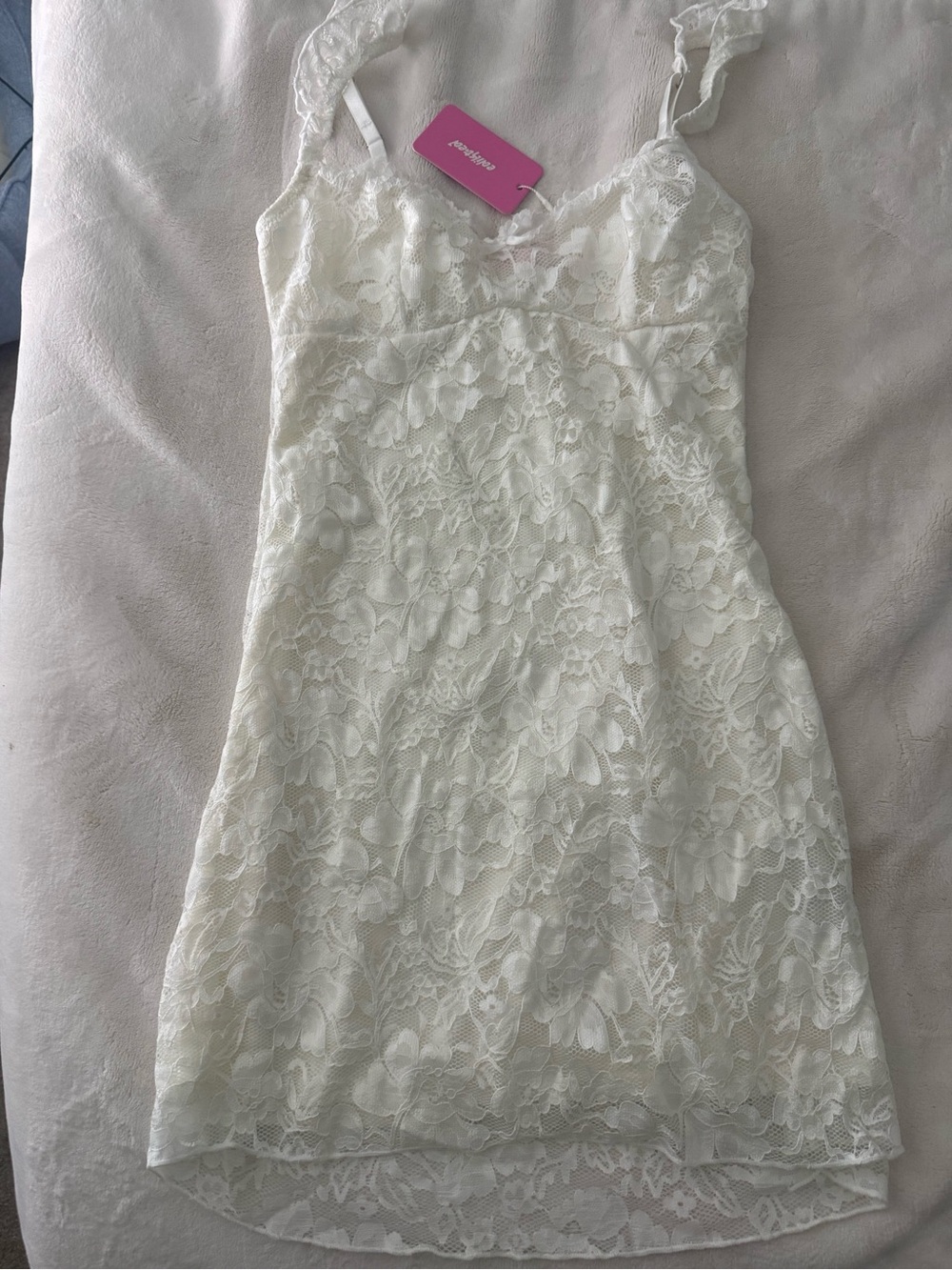 Edikted Ivory Lace Mini Slip Dress